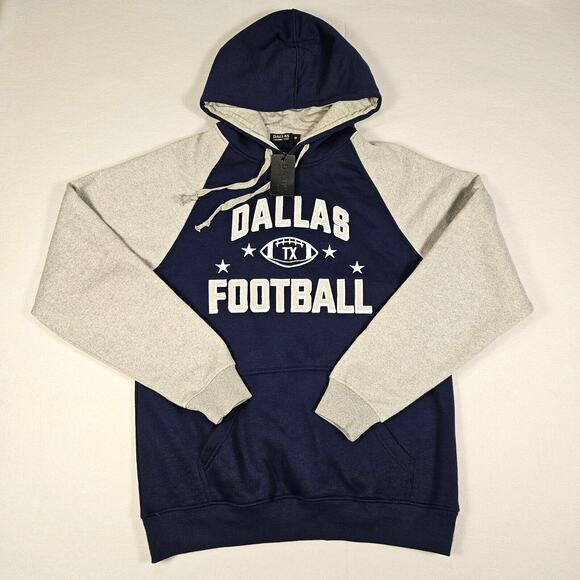 New Dallas Cowboys Hoodie Men's Size Medium Navy Gray Fleece Drawstring Football - Picture 1 of 10